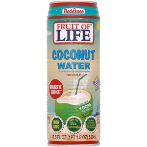 Fruit Of Life Coconut Water 100% Natural Diabetic'schoice No Pulp, 17.5 oz/520 mL
