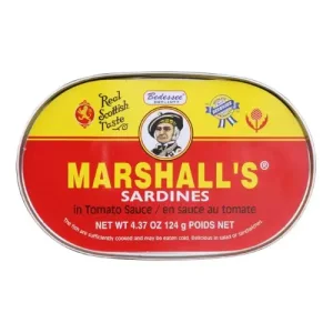 Marshall's Sardines In Tomato Sauce, 4.37 oz/124g Pack of 3